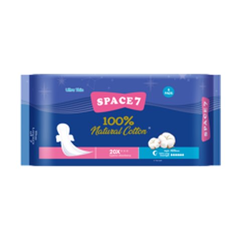 SPACE7 100% Cotton Extra Long Night Pads 42cm